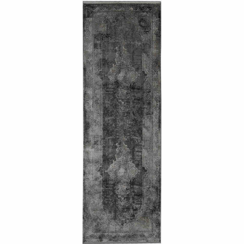 Luxury Toros Medallion Runner Rug In Frost Grey